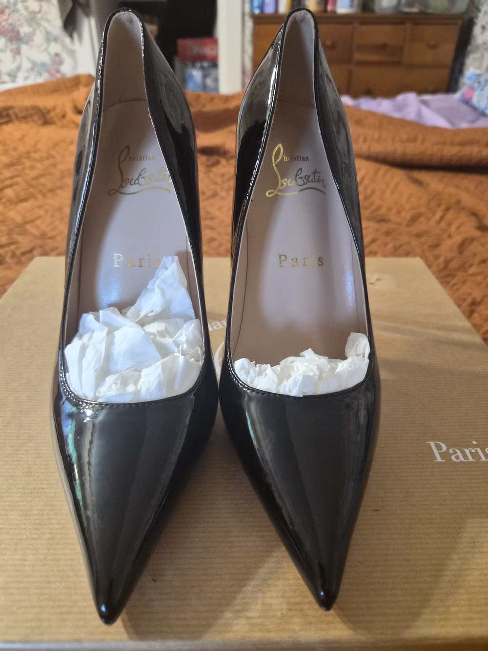 Christian Louboutin Black Patent Pointed-Toe Pump